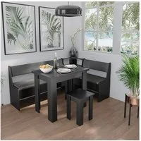 Vicco Sitzgruppe Roman, Schwarz, 120 x 180 cm mit Tisch, (Set, 5-tlg., 5-er Set), Truhenfunktion