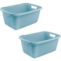 keeeper Wäschewanne aenna, 2er Set, 65 x 44 x 28 cm, 52 l (Set, 2 St), praktische Griffe, platzsparend ineinander nestbar