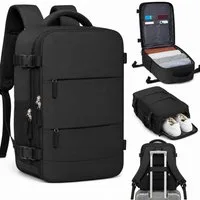 R2 Invest Reiserucksack 44 × 30 × 14 cm Handgepäck mit Schuhfach Schwarz (1-tlg)