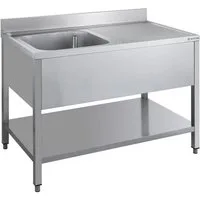 GastroHero Arbeitstisch Spültisch 120x70 cm - Edelstahl mit Becken - Gastro - Spüle