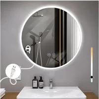 Nettlife Badspiegel spiegel mit Beleuchtung Rund 60cm, zimmerspiegel mit Touch-Schalter und Entfogger-Funktion