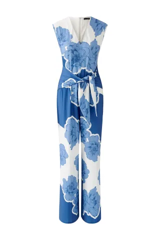 Oui - Jumpsuit Silky Touch Qualität blue white - Gr. - 34