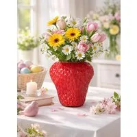 BOLTZE Tischvase Glasvase BerryGlow Erdbeeroptik Rot Handgefertigt 20cm (1 St)