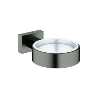 Grohe Essentials Cube Halter 40508AL1 hard graphite gebürstet, für Glas, Seifenspender/-schale