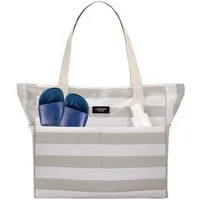 LARKSON Strandtasche Linn Strandtasche mit Reißverschluss (1-tlg), Große Beach Bag für Strand und Urlaub, Wasserabweisend
