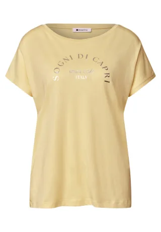 Street One - T-Shirt mit Frontprint gelb - Gr. - 38
