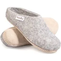 naturling Filz Damen Pantoffel Hausschuh (mit bequemer) Ledersohle
