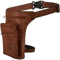 BLACK FOREST FOX Umhängetasche Leder Hüft Gürtel Bauch + Beintasche Herren Damen, RIDER Fuchs Braun