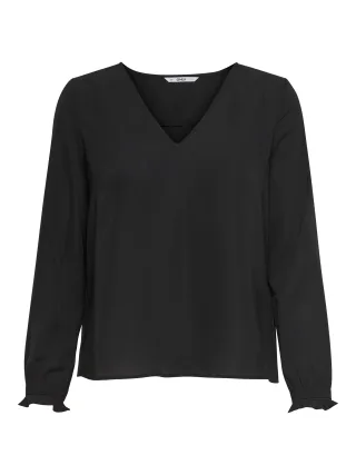 ONLY - ONLADIE LIFE L/S V-NECK TOP WVN black 3 - Gr. - 42