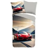 good morning Babybettwäsche Cabrio, Renforcé, 2 teilig, Baumwolle, Renforcé, 135x200, 2 Teilig, Wendeoptik, Kind, Junge, Auto