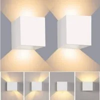 oyajia Wandleuchte 2 Stück 7W Metall LED Wandlampe, Auf und ab Einstellbarer Lichtstrahl, LED fest integriert, Warmweiß, LED Wandlampe mit Bewegungsmelder,für Wohnzimmer, Flur, Balkon, Hotel
