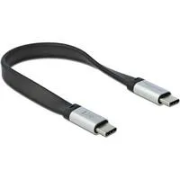 USB 3.2 Gen 2 Flachkabel, USB-C Stecker > USB-C Stecker schwarz/silber, 22cm, PD