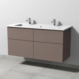Sanipa 3way Keramik-Set Venticello Keramik-Doppelwaschtisch und Unterbau mit 4 Auszügen, Taupe-Matt SP3291T