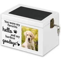 Happy Home Aufbewahrungsbox Haustierurne aus Holz mit Fotodisplay und Schloss