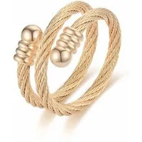 Eyecatcher Fingerring Flexibler Edelstahl-Drahtring Silber Roségold oder Gold verstellbar, Drahtseil Ring, Seil Ring