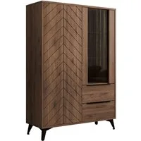 MIRJAN24 Vitrine Xylix Bis 2D2SZ (mit zwei Drehtüren und zwei Schubladen) Glaseinlegeböden, 104x40x150 cm