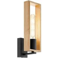 EGLO Wandleuchte LITTLETON Wandlampe,Vintage, Stahl und Holz, IP20, Wohnzimmerlampe, ohne Leuchtmittel, Wandleuchte, Flur, L11 x H33 x AL11,5 cm, schwarz, braun, 1X40W exkl.