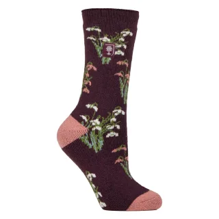 Damen Thermosocken | Dünne Floral Muster Fleece Socken