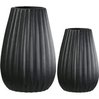 Casablanca by Gilde Tischvase 2tlg. Set Vase Piega schwarz H.17 cm (1 St), 2-teiliges Set aus Porzellan, schwarz