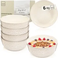 SÄNGER Teller Set Key West, Creme mit sandiger Maserung, (6 St), Schalen Set, 6 Personen, Steingut, Handmade, VALUE COLLECTION
