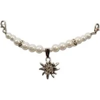 Alpenflüstern Kette mit Anhänger Dirndl-Charivari Mini Fiona (creme-weiß), - Hochwertiger Damen-Trachtenschmuck mit Perlen und Strass-Edelweiß, D