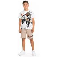 Fashion Boy T-Shirt & Shorts T-Shirt + Shorts Sommerset 2er Set Bermuda Sweatshorts Sommer JS028e (Set, T-Shirt und Shorts)