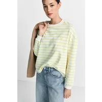 RICHROYAL Sweatshirt Offener Umschlagsaum, geringelt, gerade Form