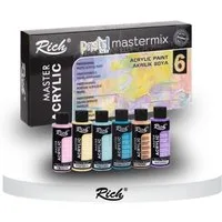 RICH Acrylfarbe RICH MASTERMIX Pastel Acrylfarben-Set 6 Farben - 60 ml, Intensive Deckkraft, geeignet für Künstler jeder Erfahrungsstufe