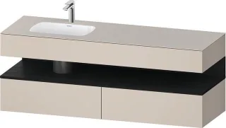 Duravit Qatego Einbauwaschtisch mit Konsolenwaschtischunterbau Taupe Matt 1600x500x600 mm - QA479501 QA4795016910000