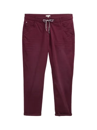 Tom Tailor - Plus Size - Cropped Slim Hose bordeaux red - Gr. - 46/28