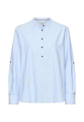 camel active - Gestreifte Bluse mit krempelbaren Ärmeln light blue - Gr. - XL