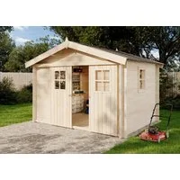 Alpholz Gerätehaus Holz Evere, BxT: 335x265 cm, in Naturbelassen mit 19mm Wandstärke
