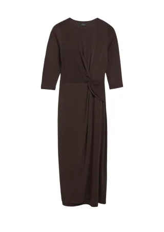 s.Oliver BLACK LABEL - Midikleid mit Knotendetail braun - Gr. - 34