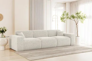 Sofa Designersofa CELES PREMIUM 3-Sitzer in Stoff Sven Altweiß