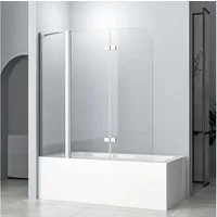 Hopibath Badewannenfaltwand 3 teilig Duschwand Badewanne 150cm 160cm 6mm NANO Glas, beidseitig Nano Beschichtung, (Badewannenaufsatz, Klarglas), Links- oder Rechtsmontage, mit Haltestange