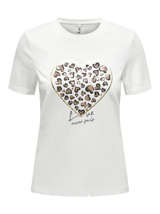 ONLY - ONLTANYA LIFE REG S/S LEO PRINT TOP JRS cloud dancer - Gr. - XS
