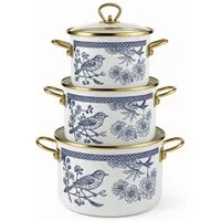 Zilner Topf-Set Kollektion emaillierter Töpfe, klassischen Natur inspirierten Designs, Aluminiumguss, Emaille (6-tlg., Die perfekte Geschenkidee für jeden Anlass)