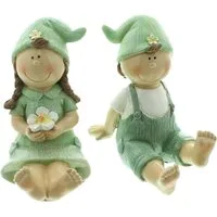 Dekoleidenschaft Dekofigur "Frühling" Junge und Mädchen, Gartendeko wetterfest für Draußen, Figur (2 St., im Set), Gartenfigur aus Polyresin, Figurenset