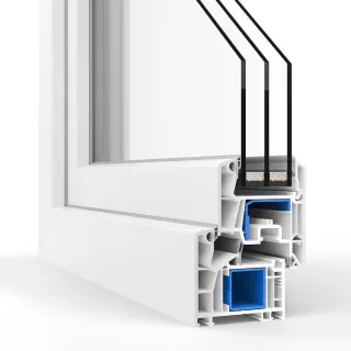 VEKA Softline 76 MD, Fenster Kunststoff, Weiß, 500 x 500 mm, einteilig festverglast, individuell konfigurieren