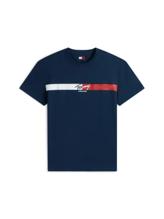Tommy Jeans - Jersey-T-Shirt mit Tommy-Logo blau - Gr. - S