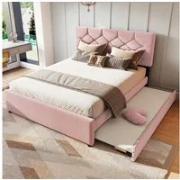 Flieks Polsterbett, Kinderbett 140x200cm mit Ausziehbett 90x190cm und Lattenrost