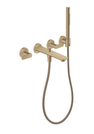 Hansgrohe 3-Loch Fertigset Wannemisch.Wand Unterputz Axor Citterio C mit HB Cubic cut brushed bron 49481140