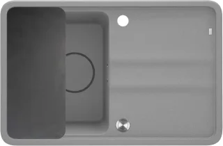 Neuesbad 1-Becken Granitspüle mit Kurz Abtropffläche 670X440X229, Grau Metallic, mit SPACE SAVER NB1DEZKMS11A1