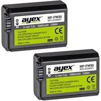 ayex 2x NP-FW50 Sony NEX und Alpha zB A7S A7RII A7II A6500 NEX 7 RX10 Kamera-Akku