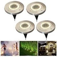 QUBEBU LED Solarleuchte Wasserdicht Led Solar Gartenleuchten, 20 LEDs Solarlampen für Außen, LED fest integriert, Solar Bodenleuchten für Außen Garten Rasen Auffahrt Gehweg Patio, Garten Solar Außenleuchte 20 LEDs wasserdicht Edelstahl + Kunststoff