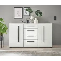 Home affaire Sideboard Cantara, moderner Schrank, Kommode in Eiche Evoke, Weiß oder Kaschmir, schwarze Stangengriffe, ausreichend Stauraum, vielseitig einsetzbar