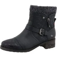 Mustang Shoes Fabienne Winterstiefelette Biker Boots mit Blockabsatz und Zierriemchen