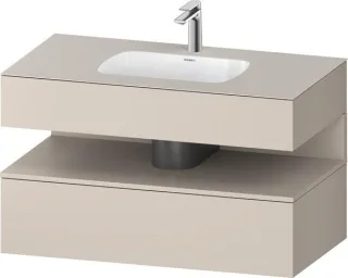 Duravit Qatego Einbauwaschtisch mit Konsolenwaschtischunterbau Taupe Matt 1000x550x600 mm - QA478609 QA4786091910000
