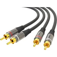 Celexon 2x Cinch Stereo Audiokabel Audio-Kabel, (300 cm), Professional Line, 3,0m, schwarz