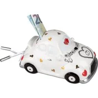 formano Spardose Just Married Auto, 13 cm – Hochzeitsgeschenk aus Keramik, Originelle Geldgeschenk-Verpackung mit Herz & Humor, 773388